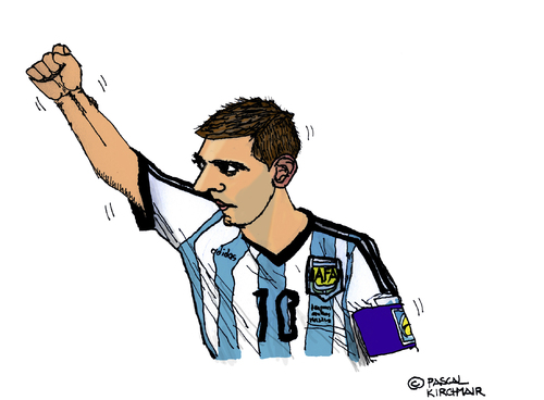 Cartoon: Lionel Messi (medium) by Pascal Kirchmair tagged argentina,fußball,portrait,futebol,futbol,foot,football,lionel,messi,caricature,cartoon,karikatur,argentinien,brasilien,wm,star,world,cup,soccer