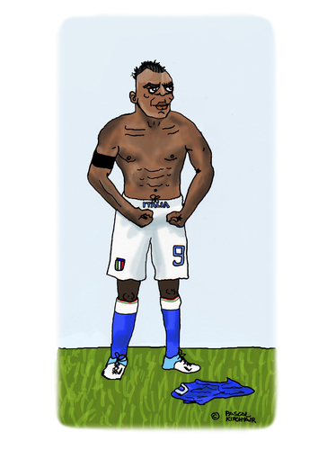 Cartoon: Mario Balotelli (medium) by Pascal Kirchmair tagged futebol,futbol,soccer,foot,football,super,mario,balotelli,italia,italien,squadra,azzurra,calcio,fußball,weltmeisterschaft,cartoon,caricature,karikatur