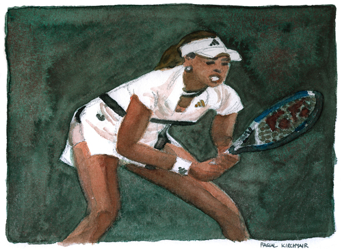 Cartoon: Martina Hingis (medium) by Pascal Kirchmair tagged sportler,schweiz,martina,hingis,wta,tennis,aquarell,cartoon,watercolour