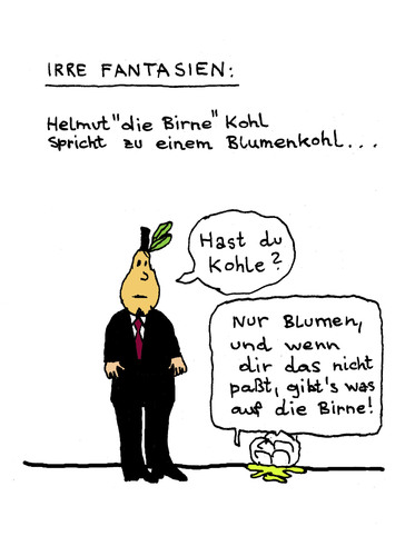 Cartoon: Parteispendenaffäre (medium) by Pascal Kirchmair tagged parteispendenaffäre,blumenkohl,helmut,die,birne,kohl,geld,parteienfinanzierung,cdu,spendenaffäre