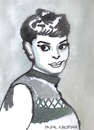 Cartoon: Audrey Hepburn (small) by Pascal Kirchmair tagged hollywood,actress,actrice,schauspielerin,audrey,hepburn,caricature,cartoon,karikatur,portrait,aquarell,watercolour,attrice,actriz
