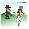 Cartoon: Auf Hasenjagd (small) by Pascal Kirchmair tagged chuck jones tex avery merrie melodies bugs bunny plaboy elmer fudd vs picture sexy playboy häschen hasen hasenjagd chasing bunnies looney toons