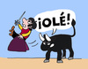 Cartoon: Bullfight (small) by Pascal Kirchmair tagged bullfight ole el matador le toro torero toreador stierkämpfer arena stier taureau bull horns auf die hörner nehmen cornes bullfighter unrecht gerechtigkeit