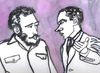 Cartoon: Castro meets Nixon (small) by Pascal Kirchmair tagged fidel castro richard nixon cuba kuba usa caricature karikatur cartoon illustration