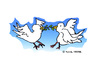Cartoon: Peace Doves fighting for Peace (small) by Pascal Kirchmair tagged symbol symbole ölzweig palästinenser conflict war nahost israel palästina plo hamas kampf fighting for peace friede pax paix pace doves taube colomba colombes friedenstauben