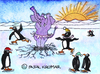Cartoon: Ice Skating (small) by Pascal Kirchmair tagged elefant,pinguine,eislaufen,cartoon,aquarell,karikatur,caricature