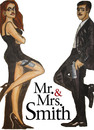 Cartoon: Mr and Mrs Smith (small) by Pascal Kirchmair tagged brangelina mr and mrs smith brad pitt angelina jolie film movie cinema kino