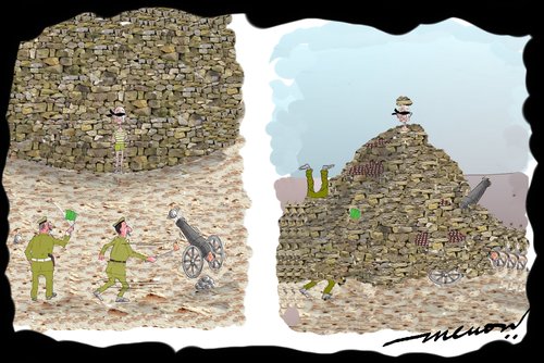 Cartoon: A novel execution (medium) by kar2nist tagged overkill,wall,execution,cannon