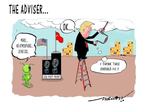 Cartoon: advisor (medium) by kar2nist tagged trump,global,warming,co2,footprint