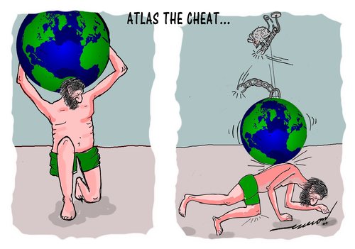 Cartoon: atlas the cheat (medium) by kar2nist tagged atlas,world,cheating,rat