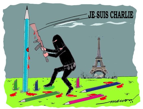 Cartoon: attack on freedom (medium) by kar2nist tagged freedom,killing,cartoonists,cartoons,paris