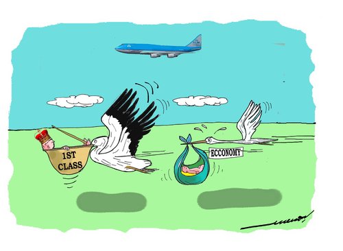 Cartoon: Birth of a prince (medium) by kar2nist tagged birth,prince,stork,crane,pelican