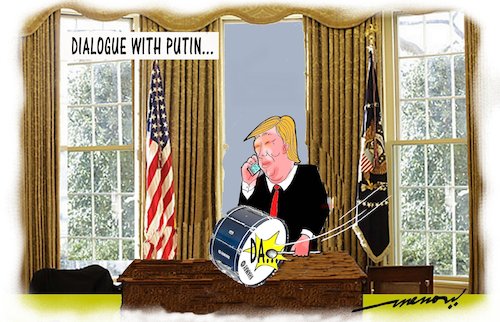 Cartoon: Dialogue with Putin (medium) by kar2nist tagged trump,putin,dialogue