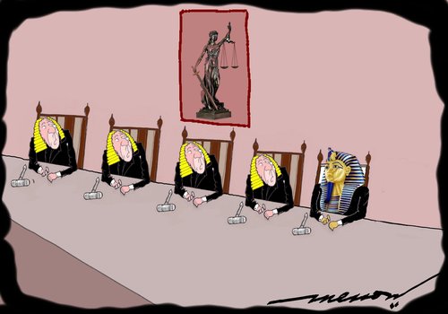 Cartoon: Full Bench (medium) by kar2nist tagged full,bench,judiciary,egypt