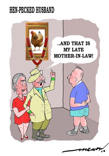 Cartoon: Hen pecked Husband (medium) by kar2nist tagged hen,husband,wife