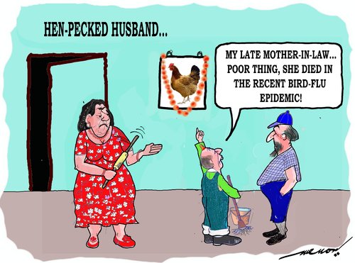 Cartoon: Henpecked (medium) by kar2nist tagged henpecked,husband,wife,family