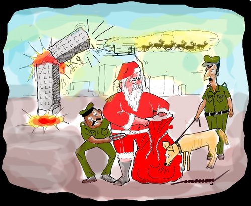 Cartoon: Hit and Run santa (medium) by kar2nist tagged accidents,claus,santa