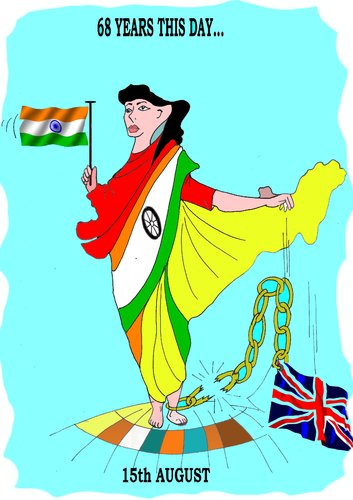Cartoon: Indian Independence Day (medium) by kar2nist tagged india,independence,colonial,rule
