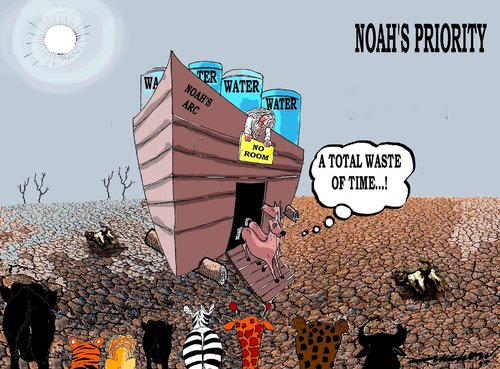 Cartoon: Matter of priority (medium) by kar2nist tagged noah,arc,animals,waterearth,heat