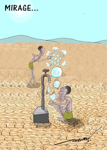 Cartoon: Mirage (medium) by kar2nist tagged weather,heat,summer,drought,parched,earth