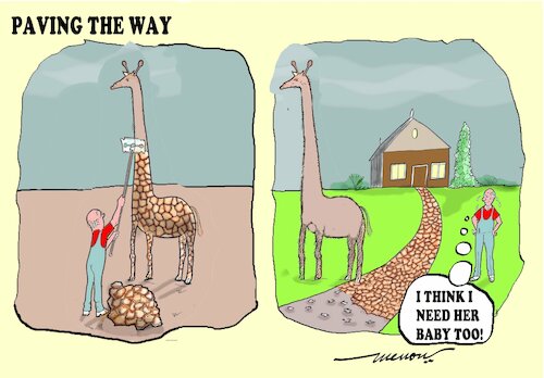 Cartoon: Paving the way (medium) by kar2nist tagged paving,drive,way,giraffe