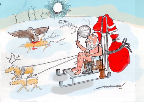 Cartoon: santa and the global warming (medium) by kar2nist tagged visitor,christmas,travel,melting,ice,polar,warming,global,claus,santa