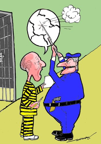 Cartoon: Suppression of speech (medium) by kar2nist tagged speech,right,suppression