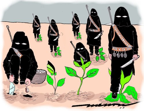 Cartoon: terror farming (medium) by kar2nist tagged terrorism,killing,terrorist,planting,seeds