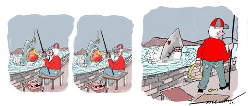 Cartoon: tooth of the matter (medium) by kar2nist tagged shark,angler,teeth