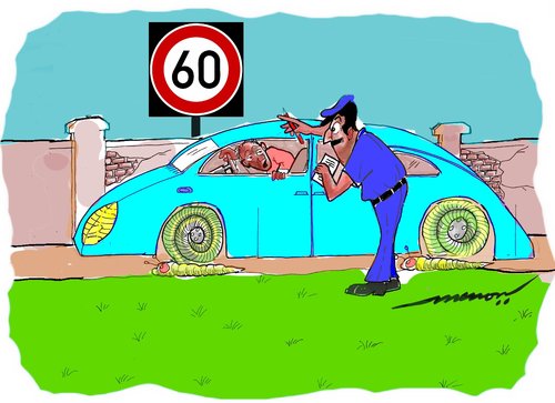 Cartoon: Traffic violation (medium) by kar2nist tagged traffic,violation,car,overspeed,snails