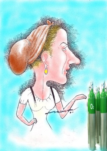 Cartoon: Vanessa O2 (medium) by kar2nist tagged oxygen,vanessa,toonpool,caricatures,staff