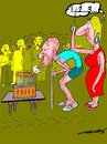 Cartoon: 100th birthday (small) by kar2nist tagged birthday,oldman,wheezing