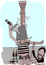 Cartoon: a last sip of wine (small) by kar2nist tagged last,wishes,wine,hanging,scaffold