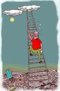 Cartoon: searching (small) by kar2nist tagged drink,water,cloud,ladder,sundowner