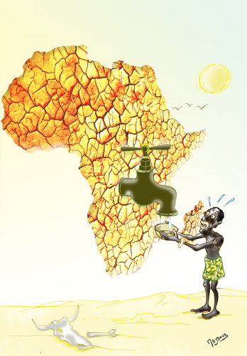 Cartoon: secheresse en afrique (medium) by Majdoub Abdelwaheb tagged afrique