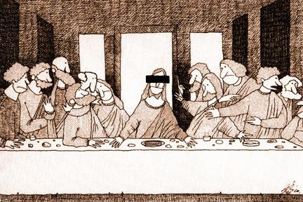 Cartoon: Censorship superstar (medium) by Gelico tagged last,supper,jesus,censorship,humour,cuba,canada,gelico