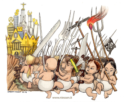 Cartoon: Indignati (medium) by Niessen tagged revolution,crises,kinder,children,bambini