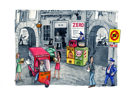 Cartoon: Zero Spazzatura (medium) by Niessen tagged environment,recycling,trash,ecology,waste,naples