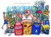 Cartoon: Land of fire (small) by Niessen tagged garbage,waste,toxic,fire,italy,south,campania,mozzarella,fruits,farmer,supermarket