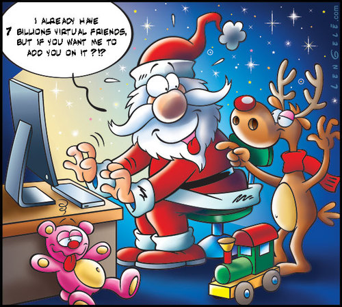 Cartoon: Santa Claus (medium) by Carayboo tagged twitter,facebook,computer,toys,year,new,noel,reindeer,greetings,season,father,xmas,claus,santa,christmas
