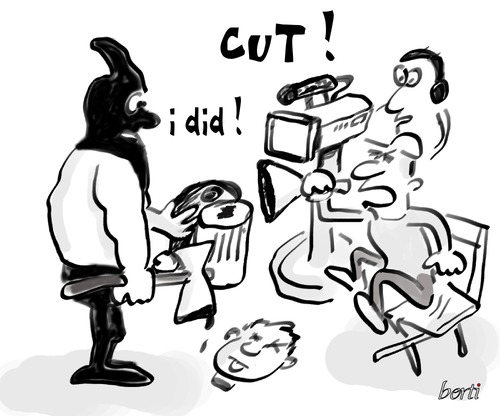 Cartoon: Cut ! (medium) by berti tagged schnitt,cut,film,regie,gimp