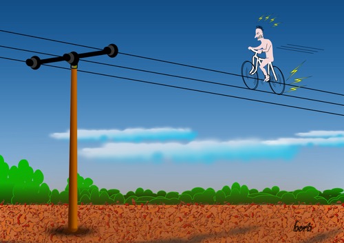 Cartoon: E-Bike (medium) by berti tagged inkscape,electricity,strom,ebike,pedelec,stromrad
