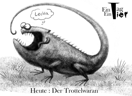 Cartoon: Der Trottelwaran (medium) by Mistviech tagged tiere,natur,stockente,humor,trottel,waran,echse