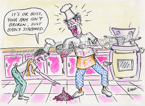 Cartoon: Strained (medium) by kullatoons tagged chef,cook,strained,shock
