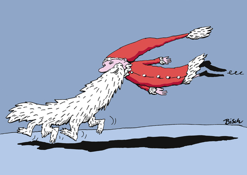Cartoon: Jetzt aber Beeilung! (medium) by BiSch tagged weihnachten,christmas,eilig,hurried,express,bart,beard,weihnachten,illustraiton,weihnachtsmann