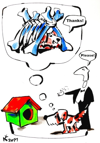 Cartoon: A dreamer (medium) by Kestutis tagged dog,house,bone,dream,kestutis,lithuania