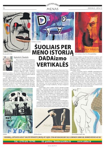 Cartoon: Article about Dadaism (medium) by Kestutis tagged newspaper,dada,postcard,art,kunst,kestutis,lithuania