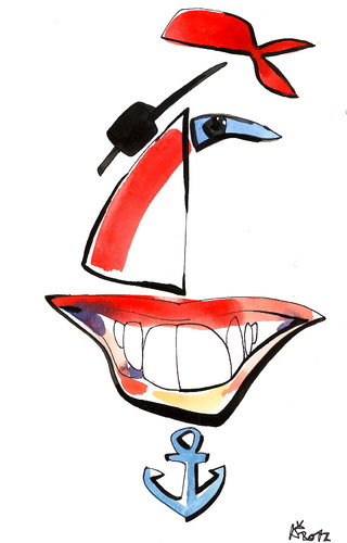 Cartoon: Bookstore - 1.1. Adventures ship (medium) by Kestutis tagged portrait,pirate,kuns,art,kestutis,caricature,bookstore,books,reading,peace,smile,adventure