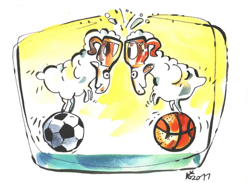 Cartoon: CHEERRS! PROST! (medium) by Kestutis tagged sport,prost,cheers,soccer,lithuania,kestutis,fußball,beer,basketball,football,fans