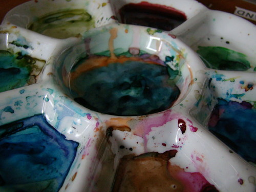 Cartoon: Color millstones - beginning (medium) by Kestutis tagged dada,watercolor,art,kunst,beginning,color,kestutis,lithuania